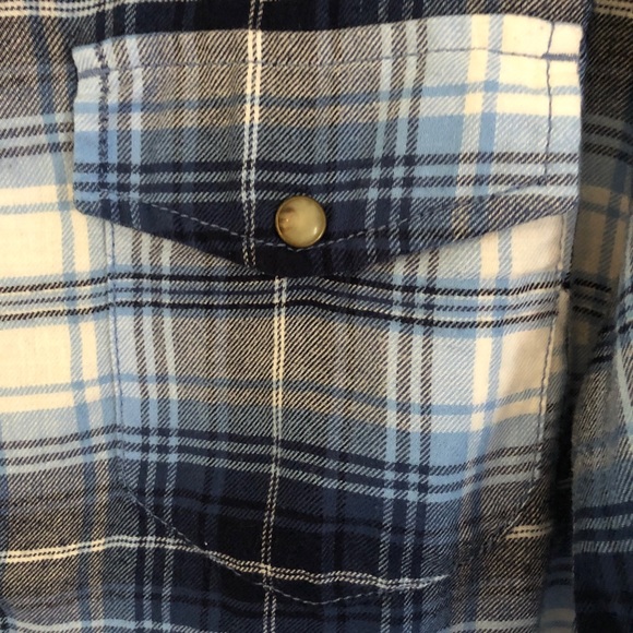 JACHS Girlfriend Blue Plaid Bea Western Button Down Flannel Top - Picture 3 of 10